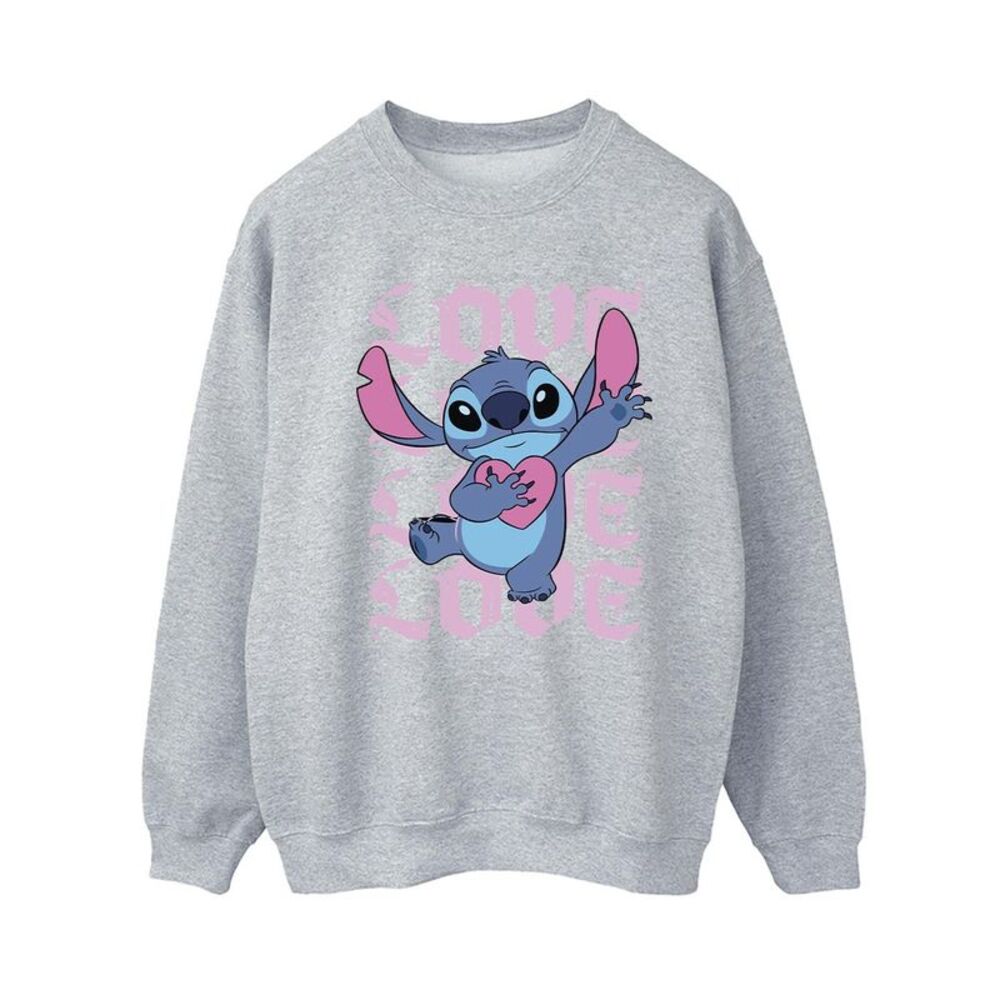 Lilo & Stitch Womens/Ladies Valentine Love Stitch Sweatshirt / Sport Grey